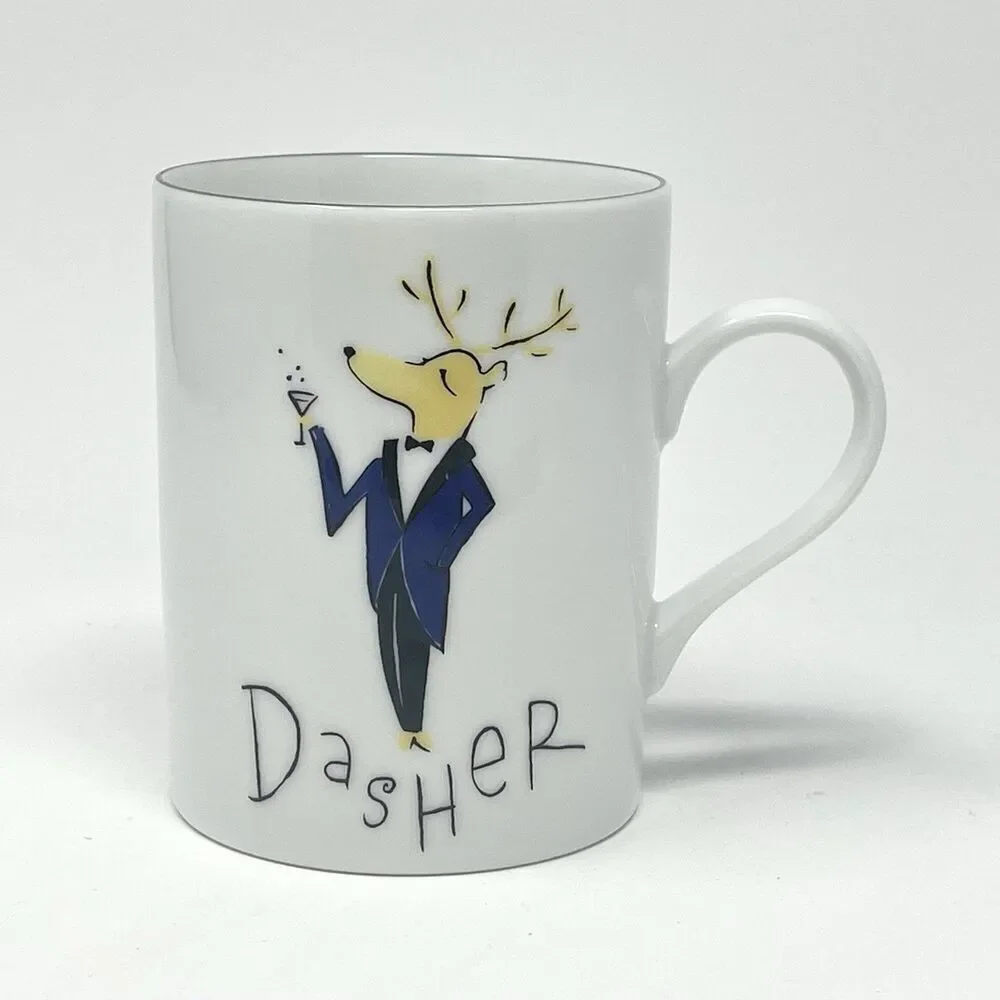 Pottery Barn Reindeer Dasher Christmas Coffee Cocoa Cup Mug 4” Replacement